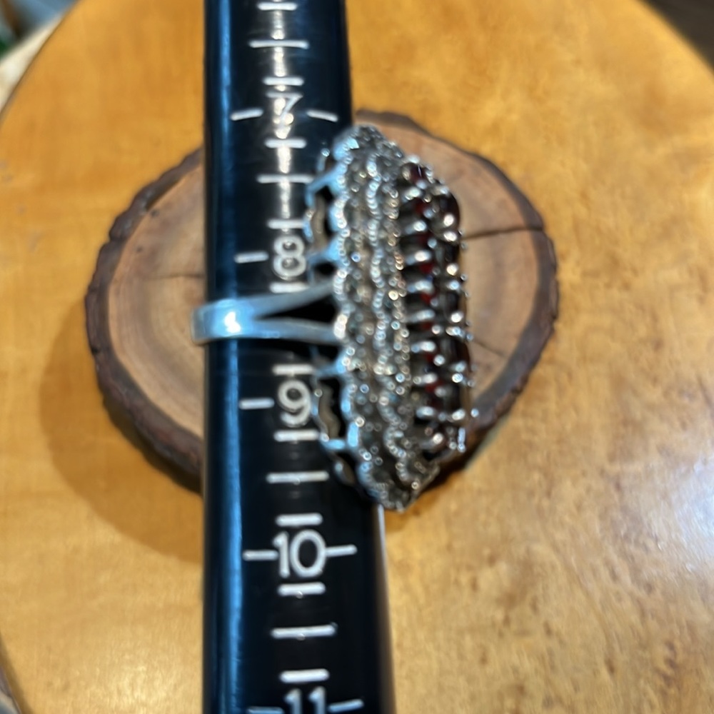 Garnet and Marcasite Warrior Ring 925 - Picture 2 of 6